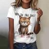Women's T Shirt Cute Cat Pattern Print Summer Short Sleeve 3d T-Shirt Casual Streetwear Fashion Oversized Male Clothing Pullover