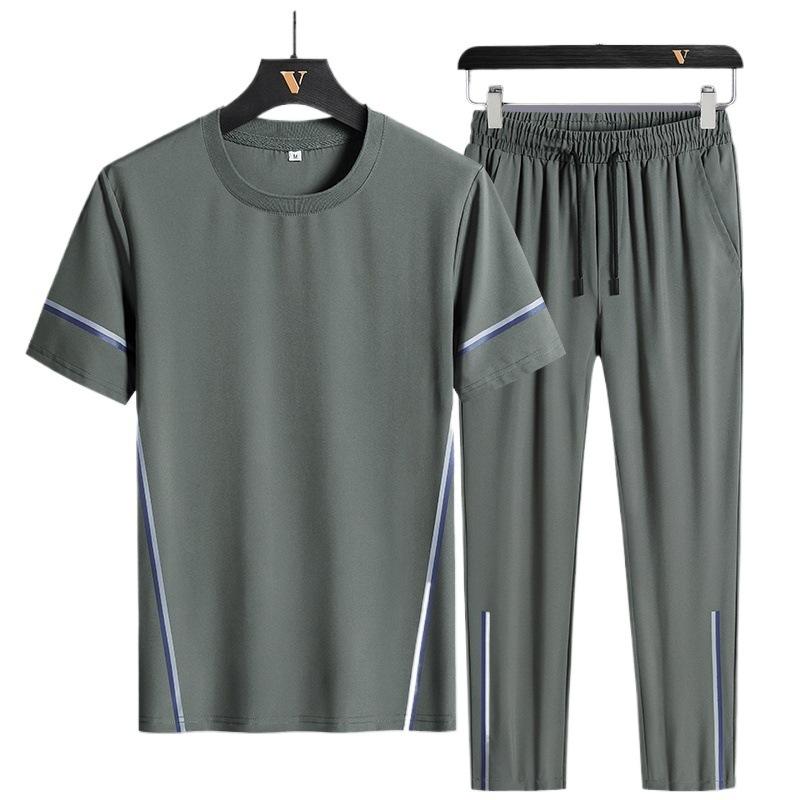 Quick Drying Sports Suit Men's Summer Running Casual Sportswear Plus Fat and Plus Size