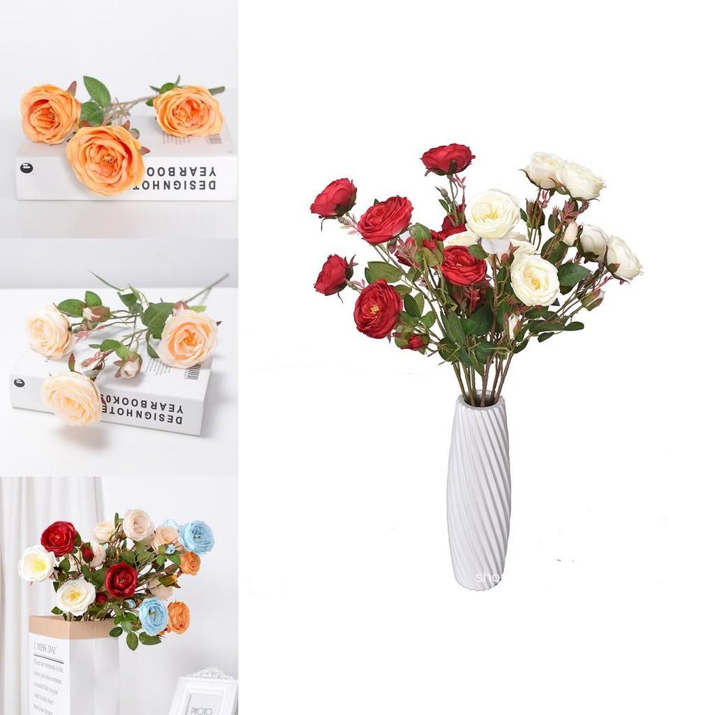 Handmade Silk Rose Six Head Artificial Flower For Party Venue Hotel Home Interior Decor