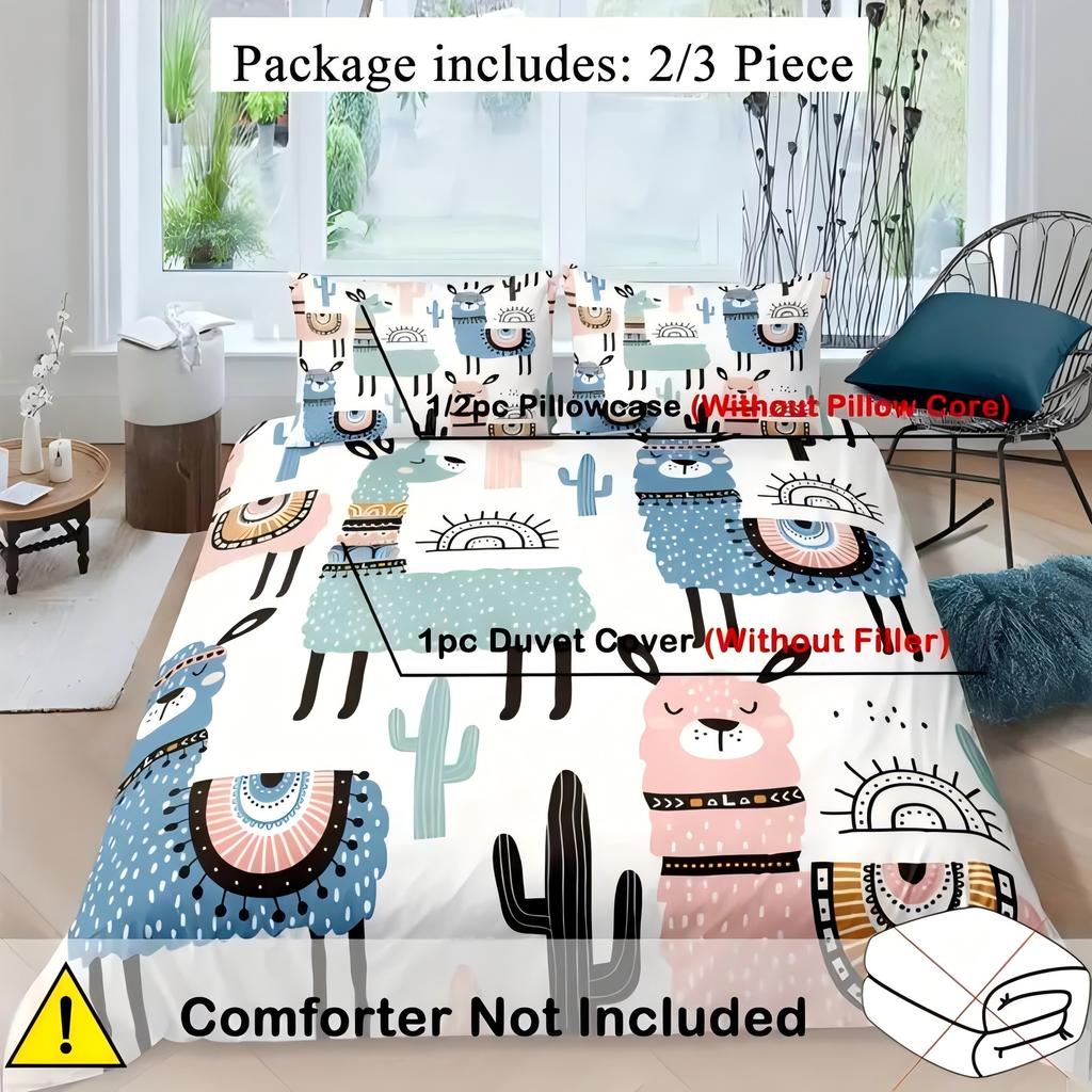 Кактус Альпака 3D Печать Пододеяльник Милый Мультяшный Животный Чехол для Постельного Белья Наволочка Роскошный Домашний Текстиль Цветочные Комплекты Пододеяльников