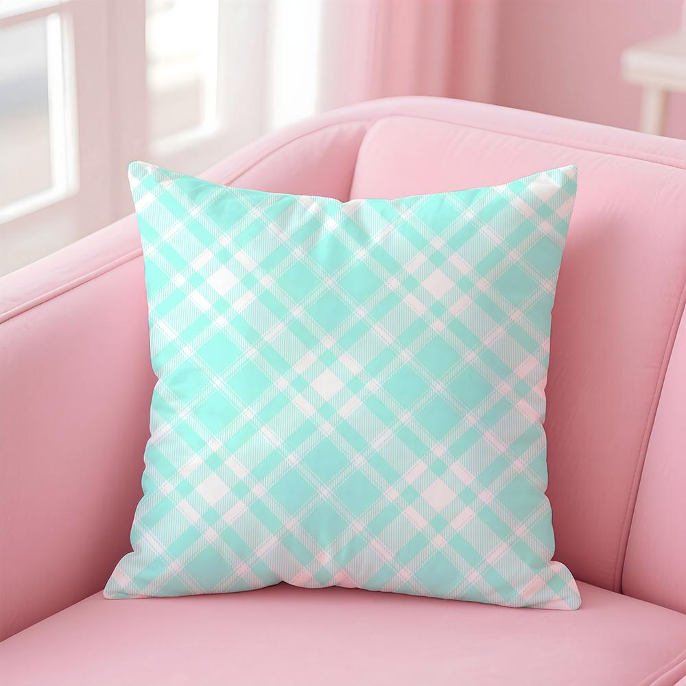 simple Monochromatic check pattern Cushion Cover Pillow Case Soft Skin Friendly Fabric Concealed Zipper