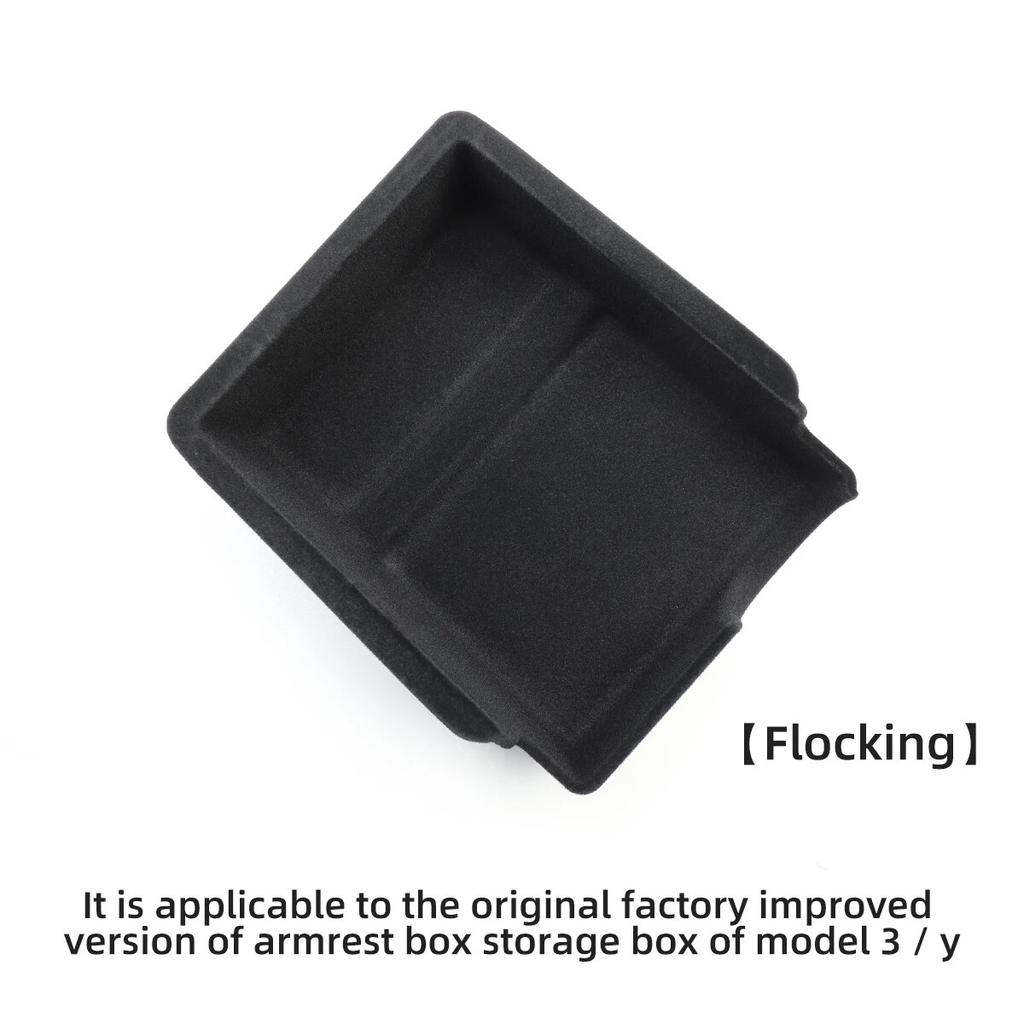 For Tesla Model 3 Model Y 2022 Storage Box Car Central Armrest Flocking ABS Storage Box Organizer Model 3 2023 Accessories