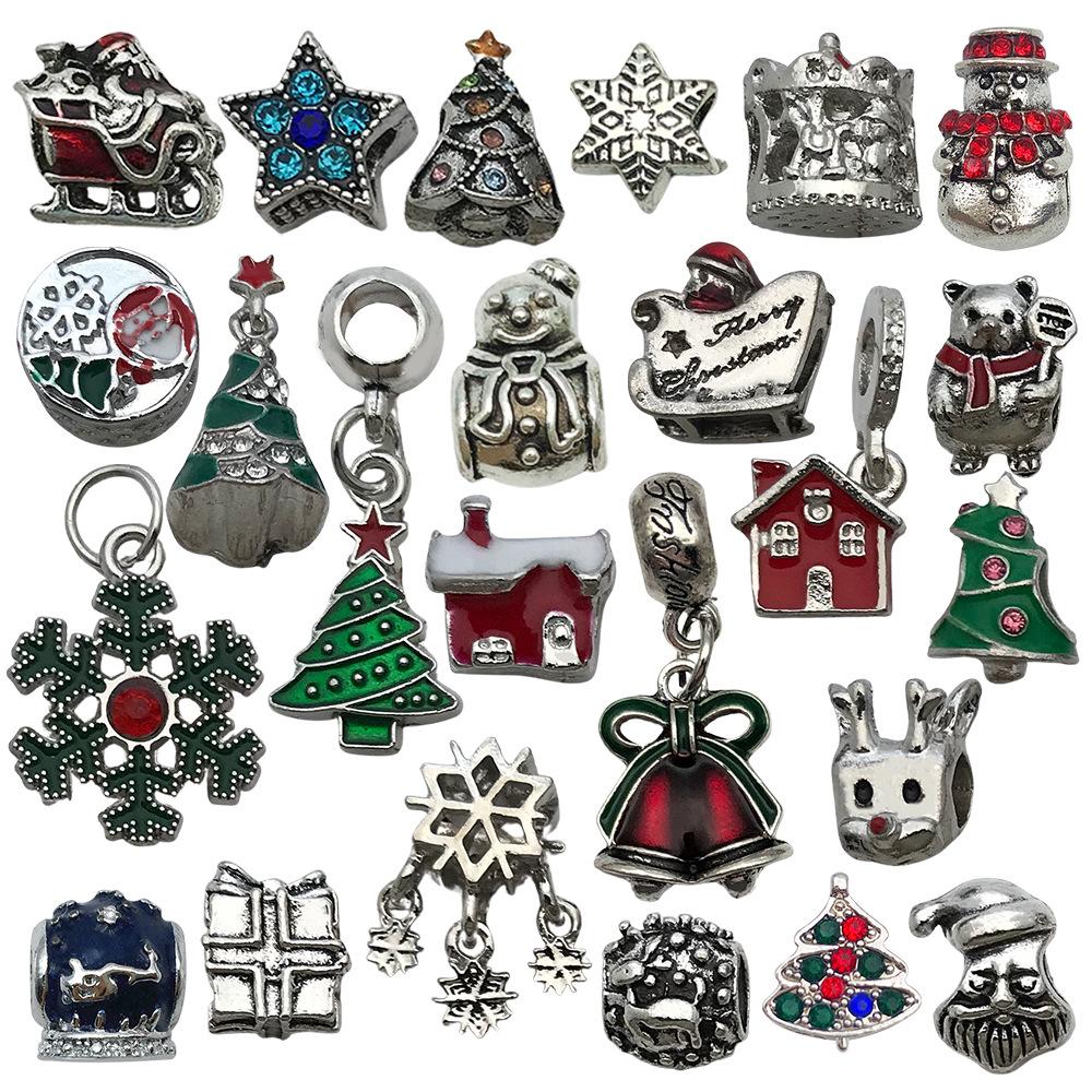 50-Piece Christmas Alloy Enamel Charms Set: Mixed Style DIY Pendants and Dangle Charms.