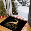 Golden Reindeer on Black Doormat, Merry Christmas Starry Night Rug, Non-Slip Machine Washable Door Carpet Mat