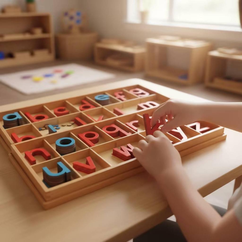 Movable Alphabet with Trays Handson Learning Lowercase Letter Set for Preschoolers,