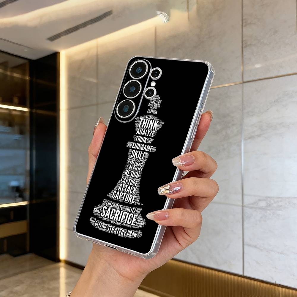 Крутая Чехол-Арт с Шахматами для Телефона Samsung S25, S24, S21, S22, S23, S30, Ultra, S20, Plus, Fe, Lite Прозрачная Крышка