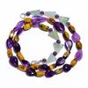 Natural Amethyst Tiger Eye Aventurine Gemstone Smooth Beads Necklace 17" UB-4404 UB-4404