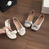 Weiwei Girl 993-11 Bow Ballet Single Shoes Women's Shallow Mouth Flat-bottomed French Silver One-pedal Beanie Shoes