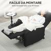 Manually Reclining Armchair to 60 degrees Extra Padded in Fabric with Footrest, Black
