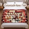 Christmas Theme Soft Blanket Personalized Custom Name Text Print Warm Blanket Home Sofa Bedroom Decor
