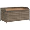 Storage Bench in Grey 100x50x52 cm Poly Rattan & Acacia Wood