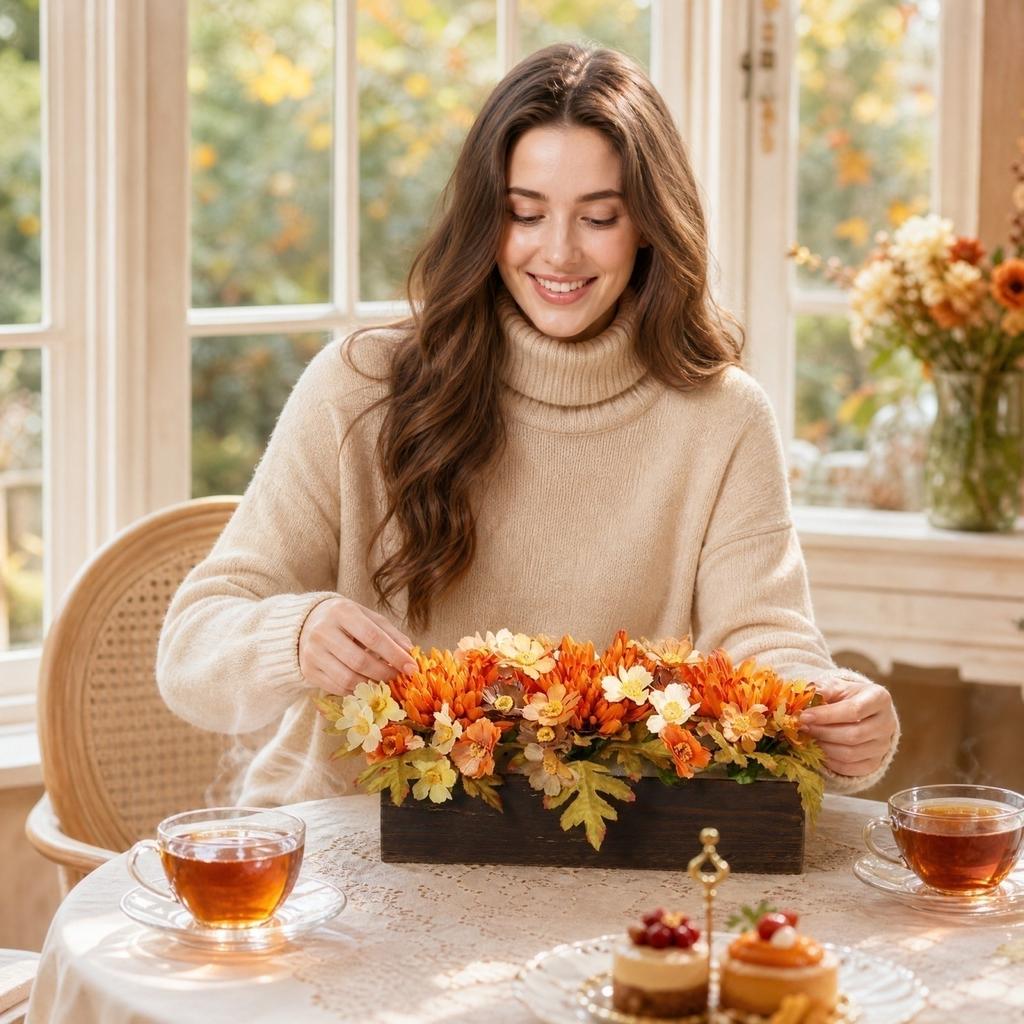 Искусственный и кленовый осенний centerpiece для стола для фестиваля и декора Дня благодарения