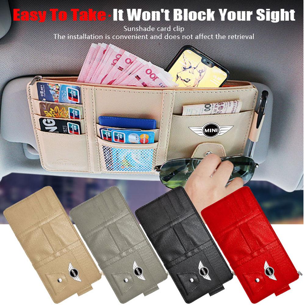 For MINI Cooper S JCW WORKS R55 R56 F55 F56 R57 R58 R59 R60 R50 Car Sun Visor Storage Case Clip Organizer Interior Accessories zbfhp66