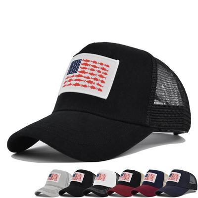 Сетчатая бейсболка для мужчин и женщин Snapback Удобная Регулируемая Модная Хип-Хоп Для улицы Защита от солнца Кепка Винтажный Американский Флаг