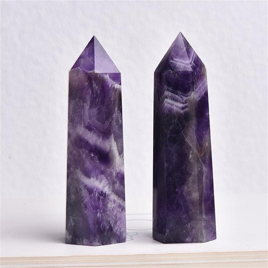 Hexagonal Crystal Pillar, Amethyst Pillar, Crystal Purification, Interior Decoration, Power Stone, Good Luck Charm, Feng Shui Item, 80-90mm, Set of 1