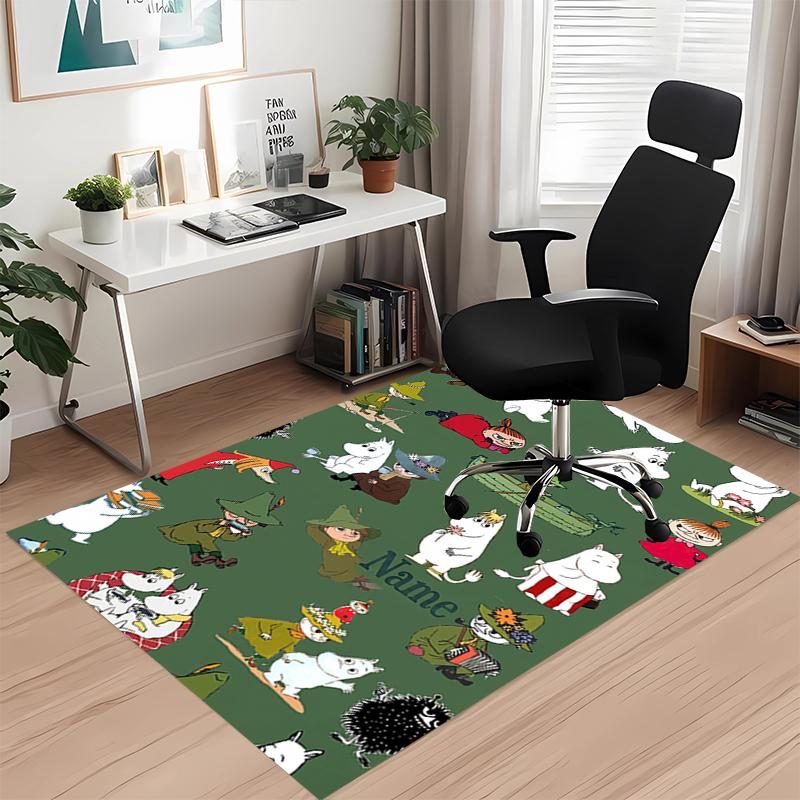 Custom Name Moomin Printed Carpet Rug For Office Chair Living Room Bedroom Kitchen Room Decor Gifts