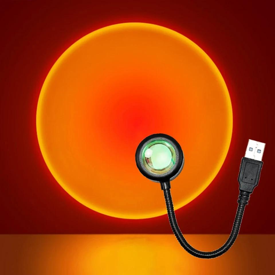 Светодиодная лампа заката, ночники, USB-проектор, украшение на день рождения, освещение для спальни, гостиной, настенная фотография