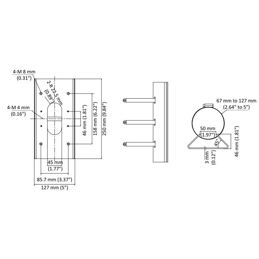 Вертикальный кронштейн на столб для камер серии 2H x 5 DS-1475ZJ-SUS 26x5, 27x5,
