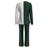 Women's Sets Casual Long Sleeve Round Neck Color Block Top Straight Trousers 2-piece Set