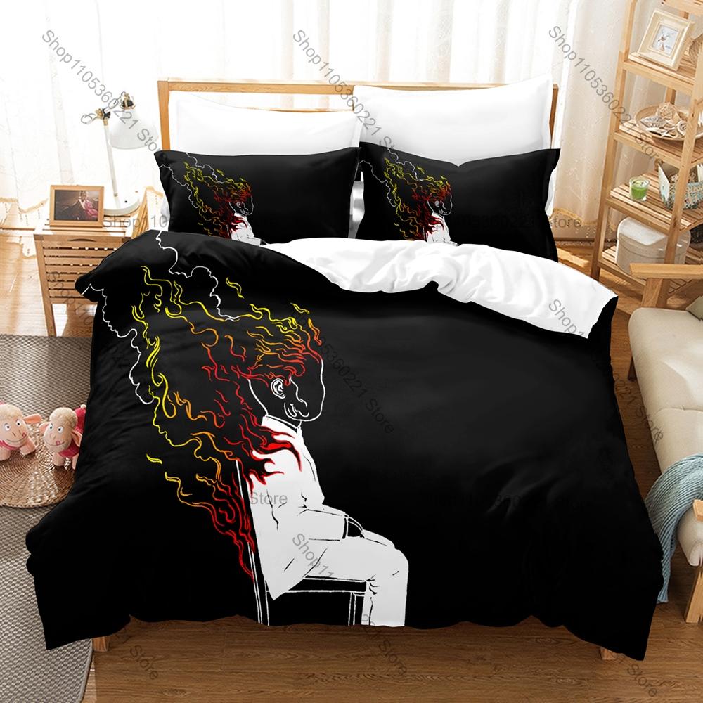 Black Dark Emo Heart Tears Cross Spider Web Vintage Grunge Print Duvet Cover + 2 Pillowcases Teen Goth 3pcs Bedding Set