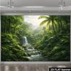 2D Lush Jungle Banner with Palm Trees and Mountains Photo Booth Background Cloth