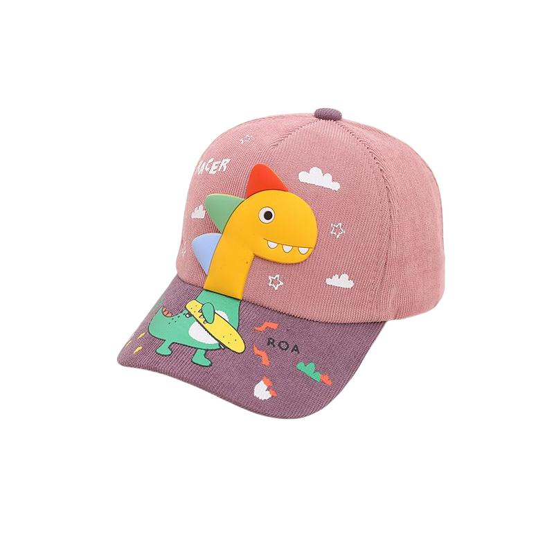 Spring Summer Child Cartoon Dinosaur Outdoor Corduroy Collision Color Baseball Cap For Boy Girl Adjustable Cap