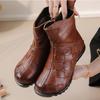 Cow Leather Flat Women's Shoes Winter Casual Leather Short Boots Middle-Aged And Elderly Mother Shoes Warm Cotton Shoes
