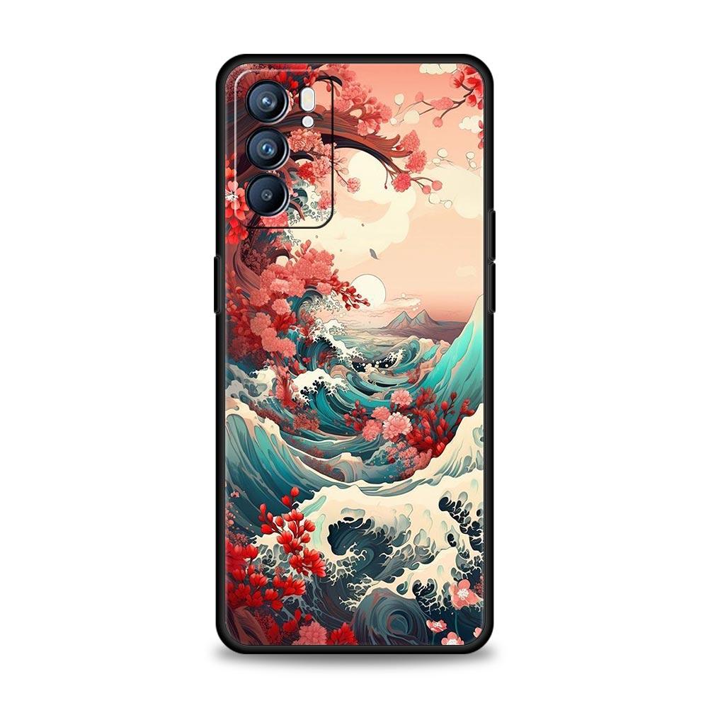 Япония Великая волна у Канагавы Чехол Для Oppo Reno8 Reno7 Reno6 Pro A54 5G Find X6 X5 A53 A52 A9 A15 A17 A16 A57 A31 Обложка