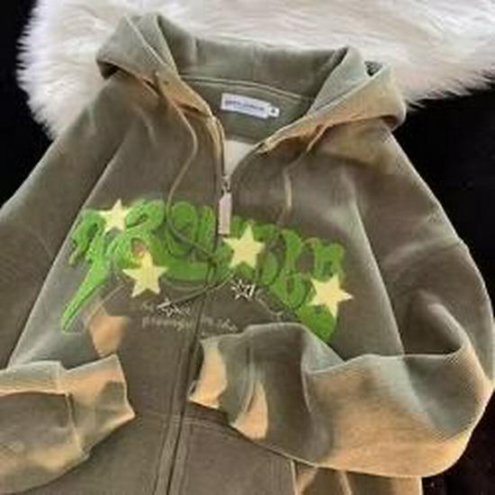 Ретро уличный повседневный худи на молнии для пар - Тренд осень/зима