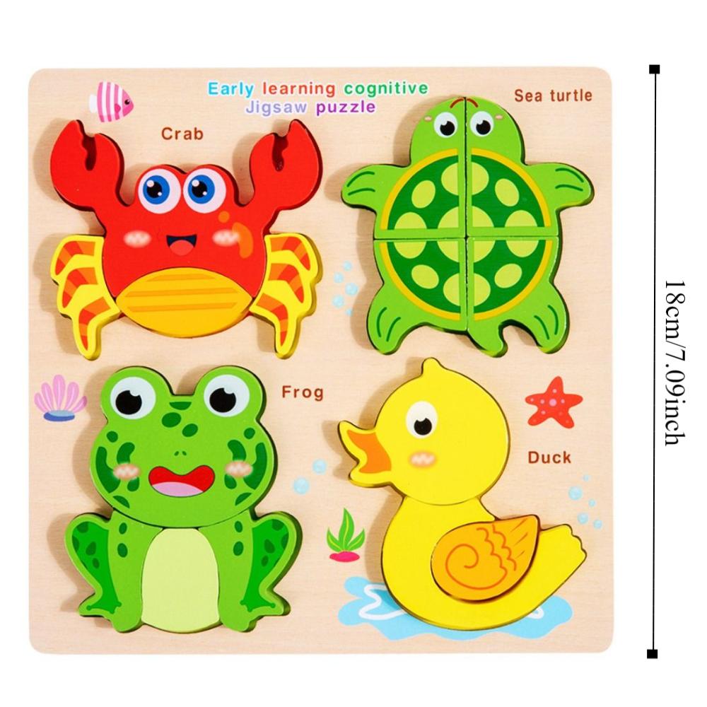 Соответствующие игрушки Деревянные игрушки 3D-пазлы Монтессори Паттерн Когнитивный Пазл-доска 4 в 1 Интерактивные DIY Животные Транспорт Пазлы