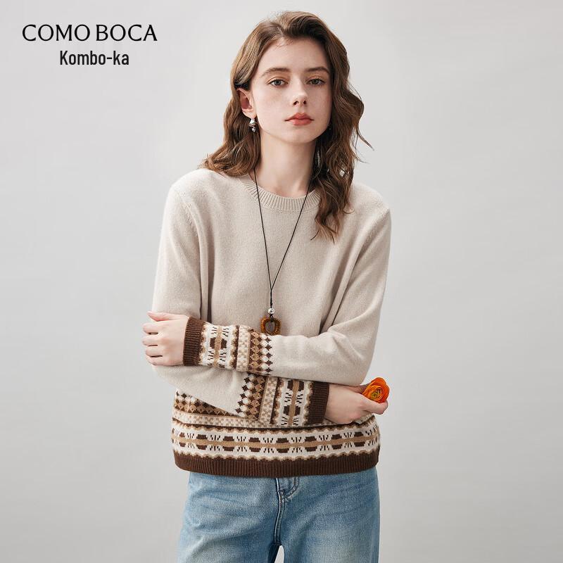 Женский пуловер из 100% шерсти в стиле Fair Isle с круглым вырезом