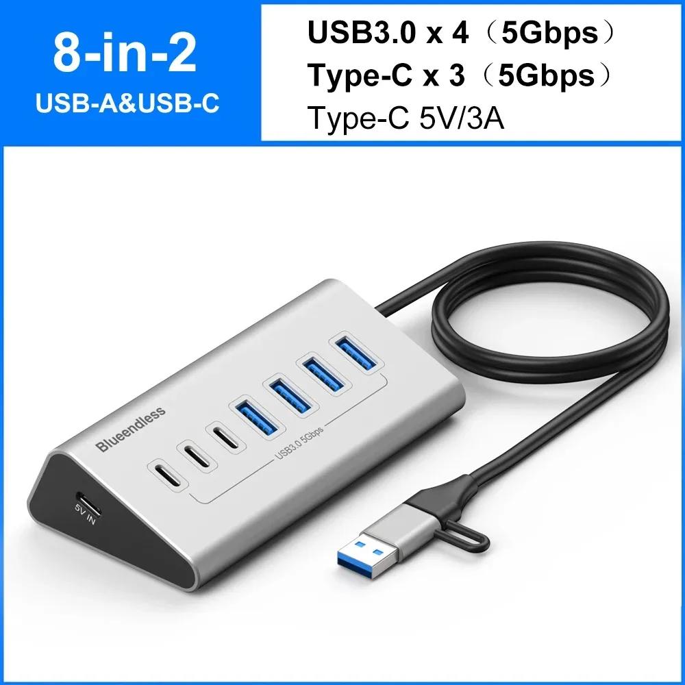 KEBIDUMEI 9-в-2 USB 3.2 Хабы 10 Гбит/с USB Док-станция USB C Хаб Разветвитель Type C со Считывателем Карт Алюминиевый Сплав Для ПК Ноутбука