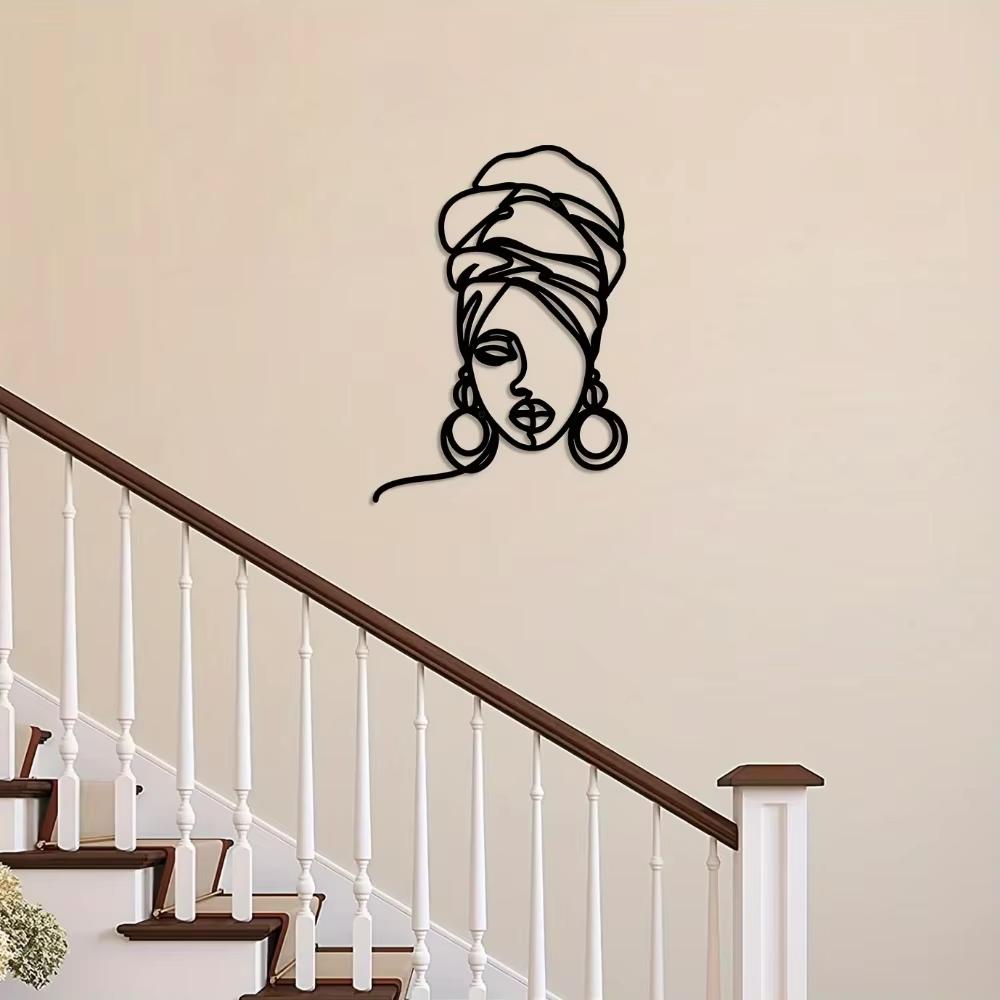 1pc Modern Minimalist Metal Wall Art - Single Line Female Figure. An Elegant Home Decor for Bedroom, Kitchen, Bathroom