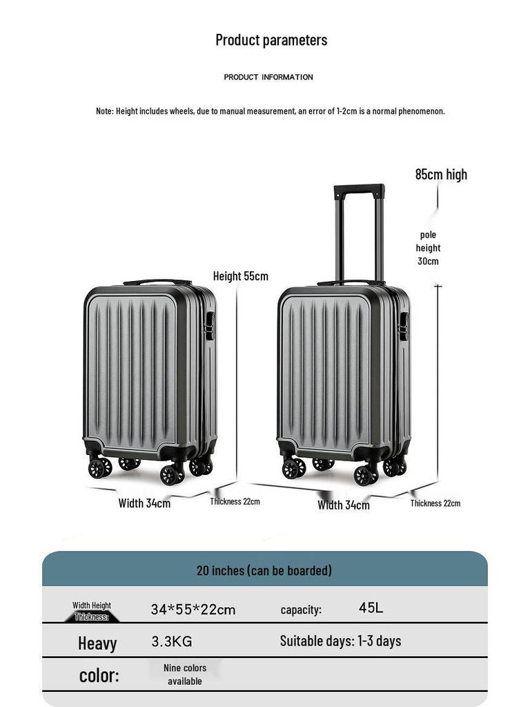 20-дюймовый легкий дорожный чемодан с кодовым замком и универсальными колесами для взрослых и студентов