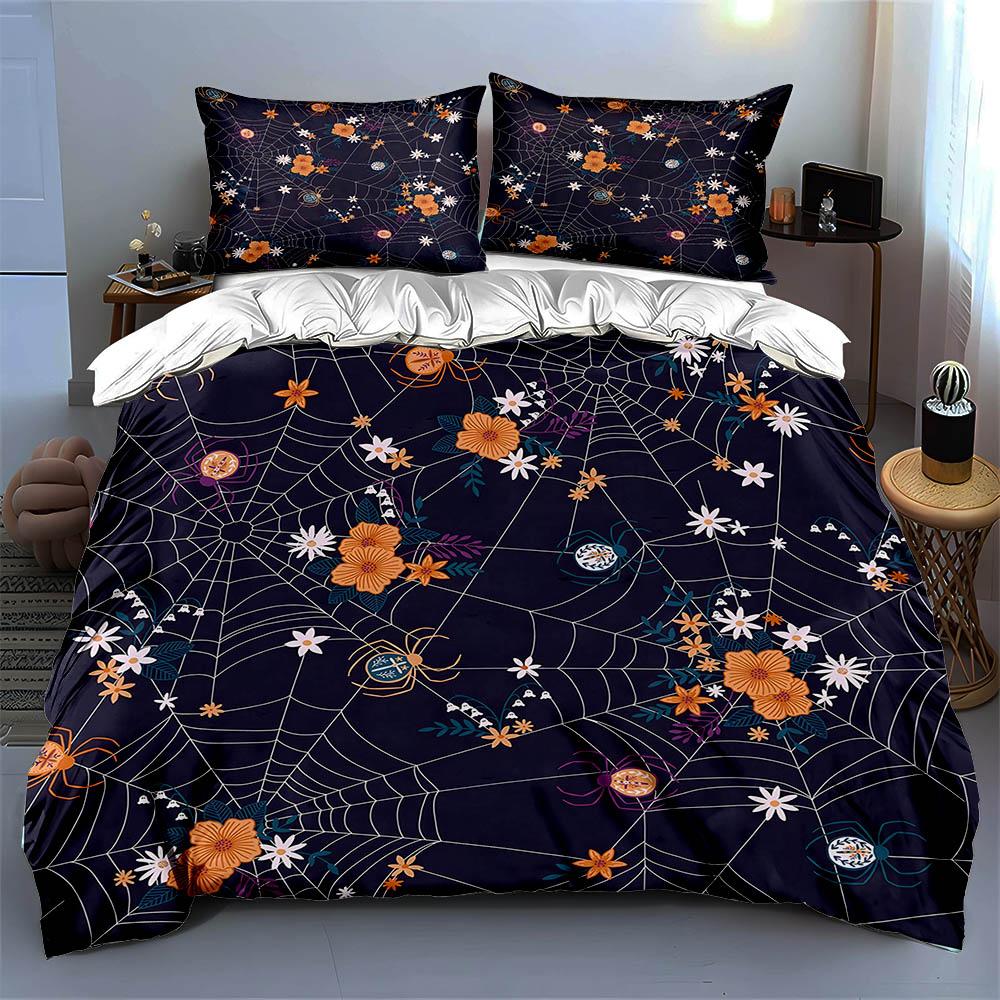 Spiderweb floral design. Bedding Duvet cover sets Duvet covers Pillowcases gifts (1 * Duvet Cover 2 * Pillowcases, without duvet insert)
