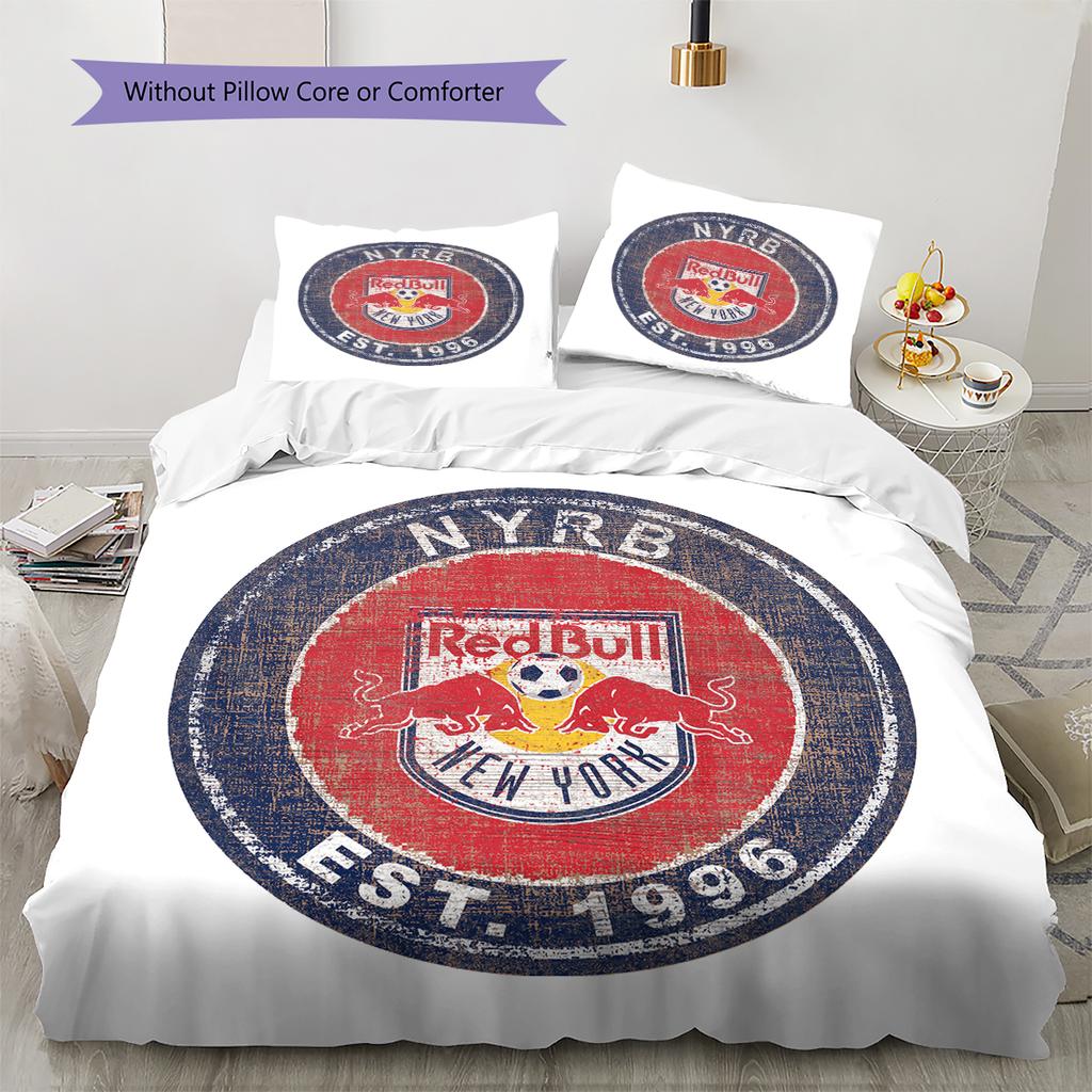 New York Red Bulls Pattern Bedding Home Decoration Birthday Gift (1 * duvet cover + 2 * pillowcase, without core)
