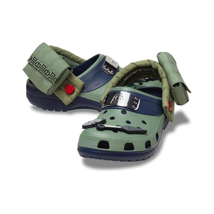 Naruto Shippuden x Crocs Classic Clog Какаши Унисекс Кроссовки Зеленый Оливковый Черный 209445-410