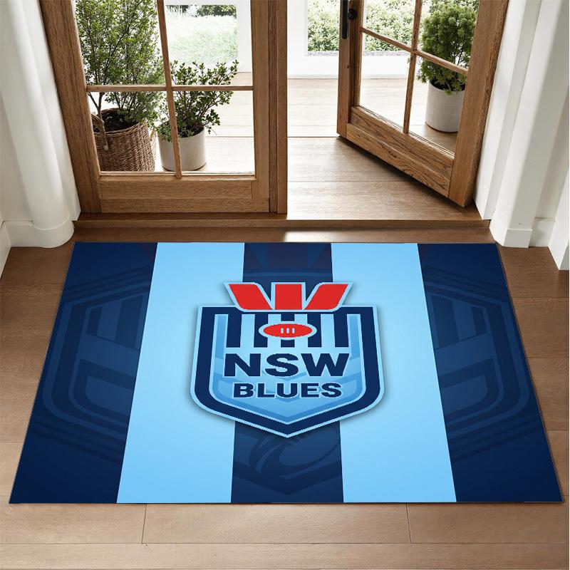 NSW Blues Design Crystal Velvet Rug Soft Decorative Mat for Bedroom Entrance