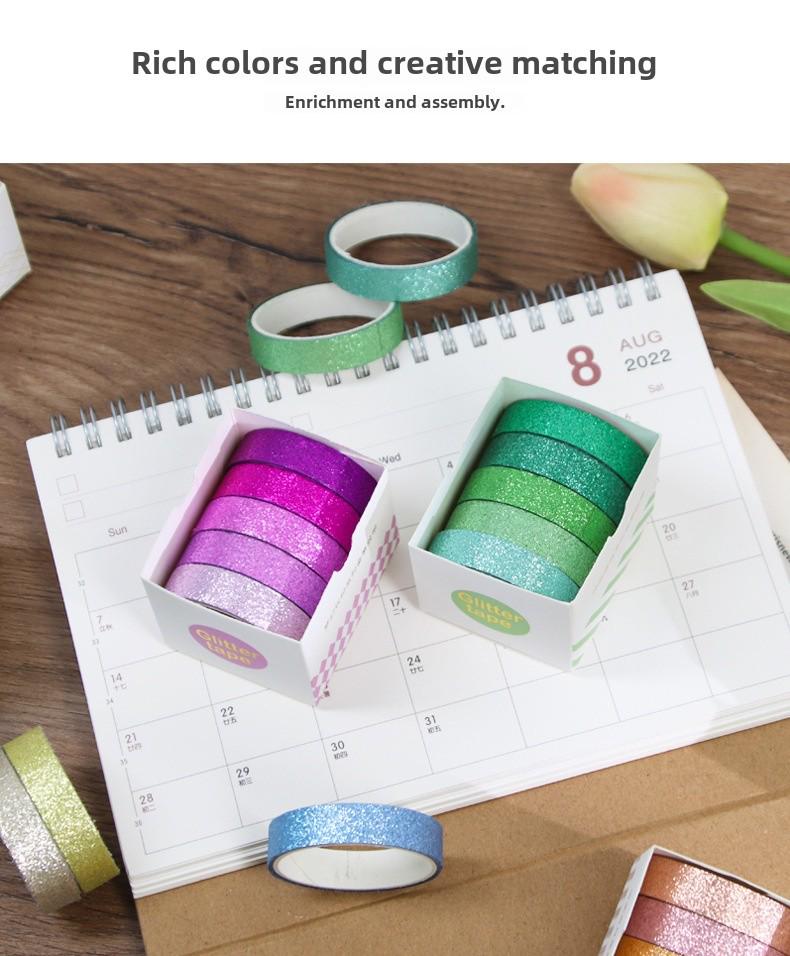Glitter Tape Set for Creative DIY: Stationery Stickers for Student Diaries & Notebooks