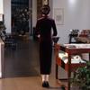 T0018-B autumn and winter new velvet long cheongsam daily banquet large size performance clothes slim Chinese style