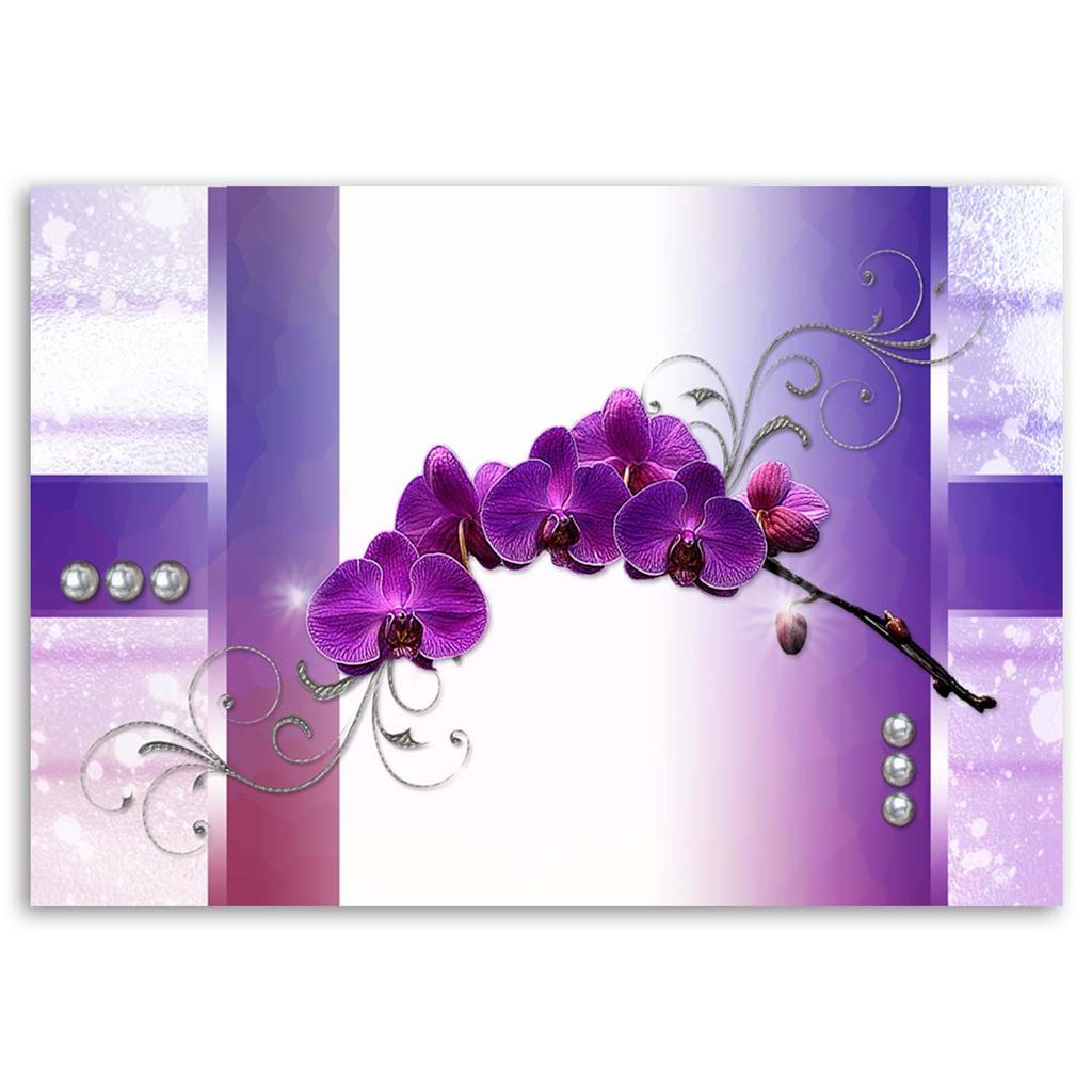 Canvas Print, Purple Orchids Abstract 3d