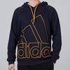 Adidas Big Logo Print Fleece-Lined Hoodie, Men Warm Casual Pullover Sweatshirt Blue HB5092