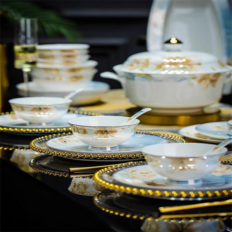 Tao Zhi Light Luxury Chinese Ceramic Dinnerware Set
