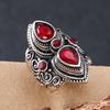 Винтажное преувеличенное кольцо в стиле бохо с инкрустацией красным цирконом, большое классическое гравированное кольцо, женские изящные цирконовые аксессуары для вечеринок