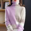 Модные контрастные цветные водолазки, мягкие теплые вязаные свитера, осень-зима, повседневные свободные свитера с длинным рукавом, топы, джемперы