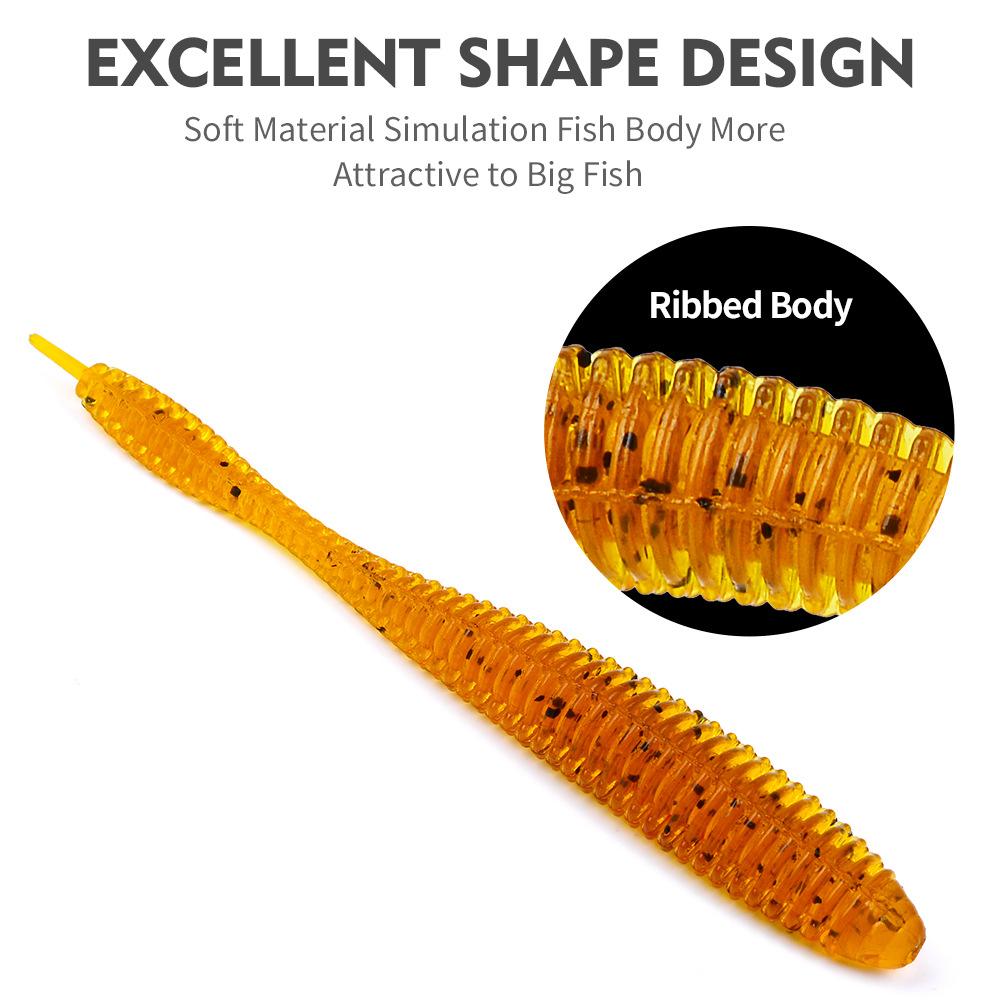 10PC Fishing Soft Bait, Needle Tail Thread Road Bait, Inverted Fishing Bait, Floating Water Soft Insect Biomimetic False Bait