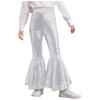 Привлекательные расклешенные танцевальные брюки для девочек: Дизайн с блестящими пайетками по всей длине ноги и эластичным поясом для свободы движений