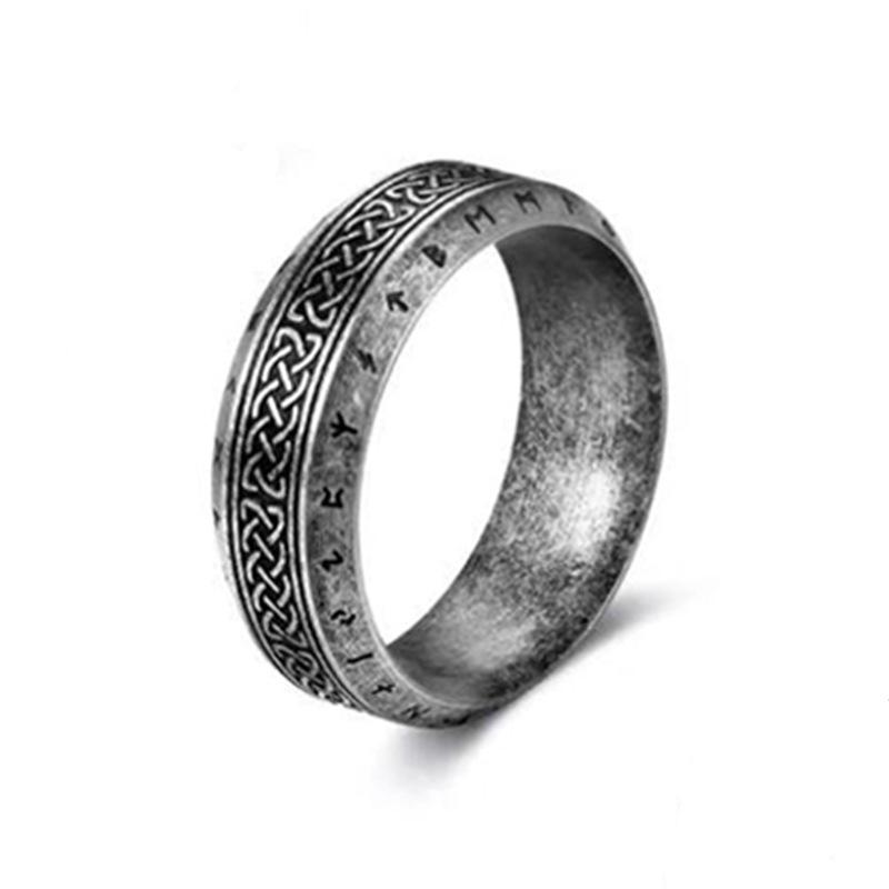 Fashionable and Simple Men's and Women's Retro Men's Hand Nordic Viking Text Ring