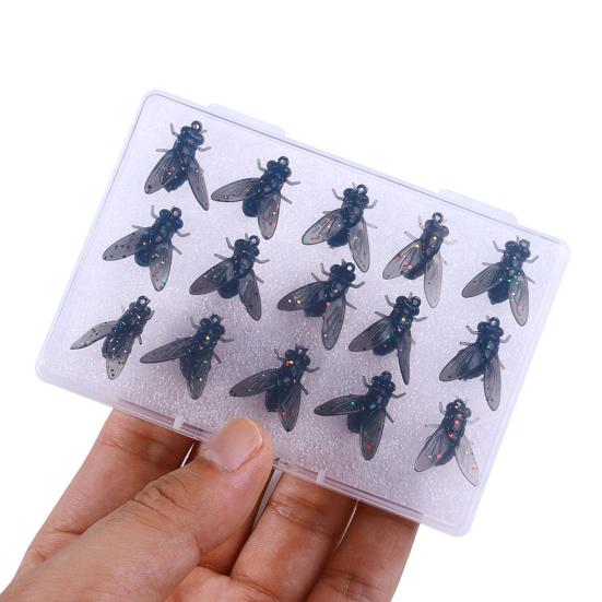 15 шт. Бионические приманки для нахлыстовой рыбалки, Реалистичные, Мини-размера, Портативные мушки, Набор рыболовных приманок, Свимбейты для морской и пресноводной рыбалки