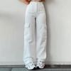 Y2K Women Vintage Cargo Pants Streetwear Korean Harajuku Parachute Pants Beige Sweatpants Wide Leg Joggers Trousers